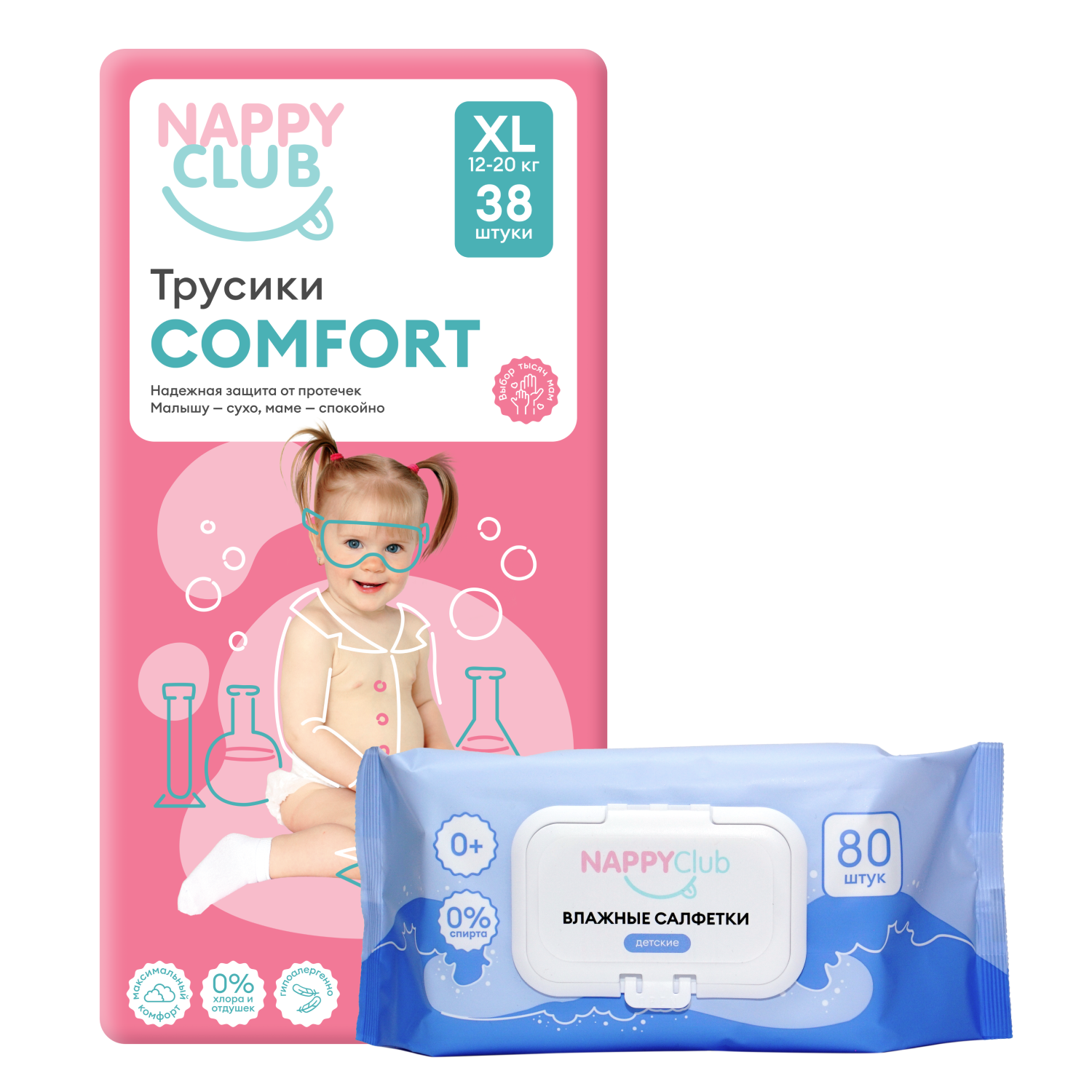 

Набор трусики Comfort + влажные салфетки (80 шт)
