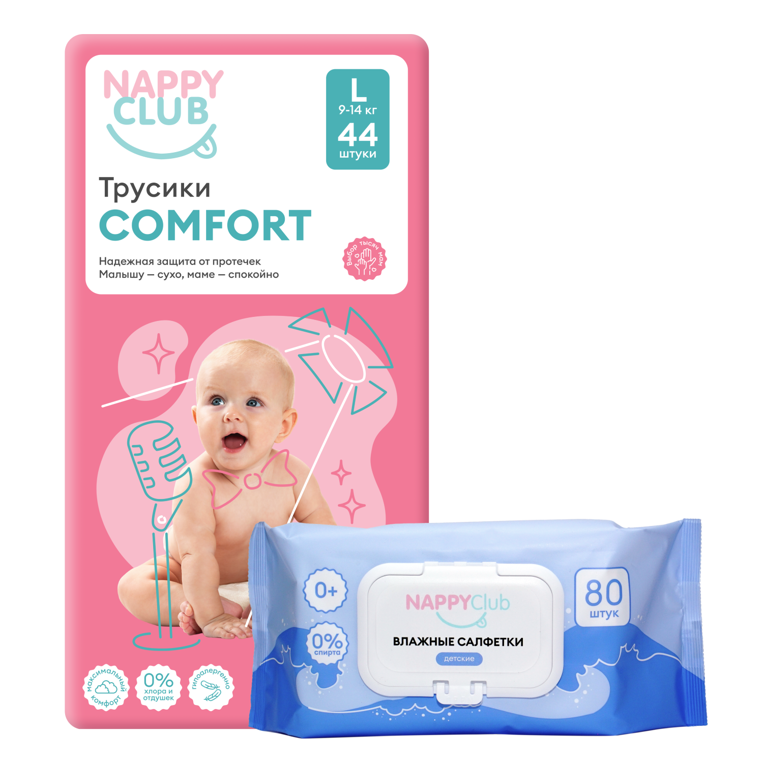 

Набор трусики Comfort + влажные салфетки (80 шт)